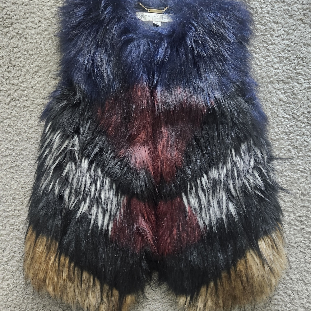 Trina Turk Faux Fur Multicolor Vest